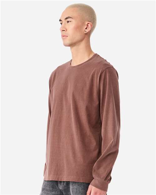 BELLA + CANVAS 4851GD Unisex Heavyweight Garment-Dyed Long Sleeve Tee - Washed Chestnut - model side