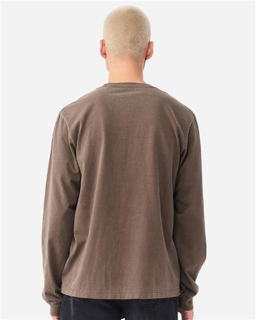 BELLA + CANVAS 4851GD Unisex Heavyweight Garment-Dyed Long Sleeve Tee - Washed Cocoa - model back