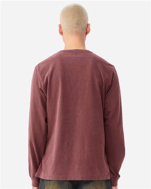 BELLA + CANVAS 4851GD Unisex Heavyweight Garment-Dyed Long Sleeve Tee - Washed Maroon - model back