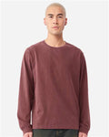 BELLA + CANVAS 4851GD Unisex Heavyweight Garment-Dyed Long Sleeve Tee - Washed Maroon - model front