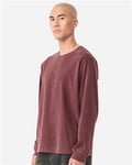 BELLA + CANVAS 4851GD Unisex Heavyweight Garment-Dyed Long Sleeve Tee - Washed Maroon - model side