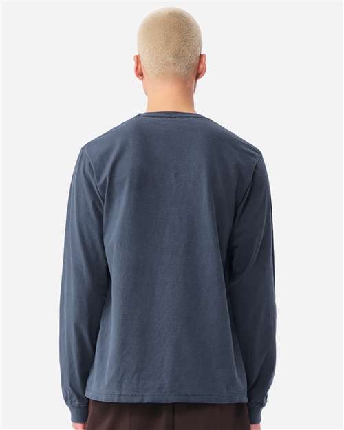 BELLA + CANVAS 4851GD Unisex Heavyweight Garment-Dyed Long Sleeve Tee - Washed Navy - model back