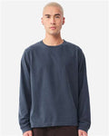 BELLA + CANVAS 4851GD Unisex Heavyweight Garment-Dyed Long Sleeve Tee - Washed Navy - model front