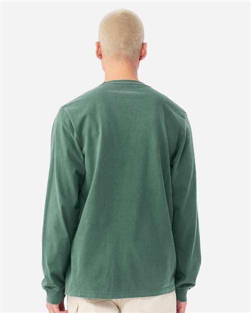 BELLA + CANVAS 4851GD Unisex Heavyweight Garment-Dyed Long Sleeve Tee - Washed Pine - model back