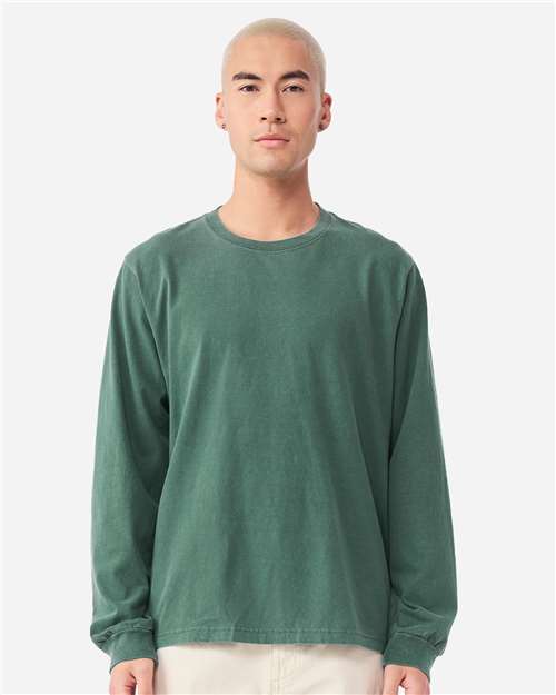 BELLA + CANVAS 4851GD Unisex Heavyweight Garment-Dyed Long Sleeve Tee - Washed Pine - model front