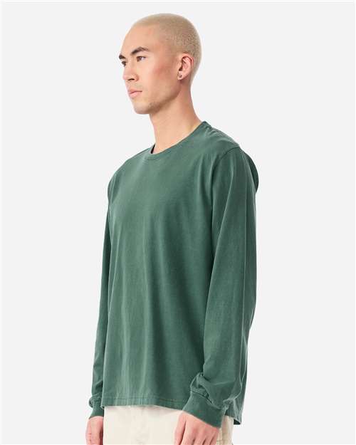 BELLA + CANVAS 4851GD Unisex Heavyweight Garment-Dyed Long Sleeve Tee - Washed Pine - model side