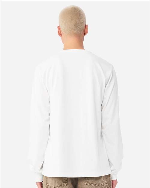 BELLA + CANVAS 4851GD Unisex Heavyweight Garment-Dyed Long Sleeve Tee - White - model back