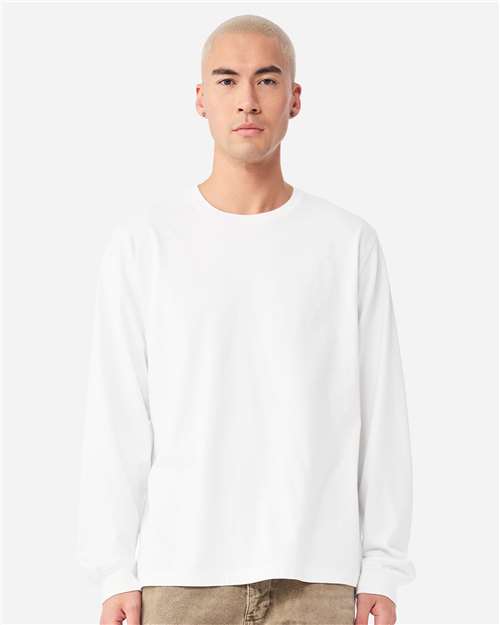 BELLA + CANVAS 4851GD Unisex Heavyweight Garment-Dyed Long Sleeve Tee - White - model front