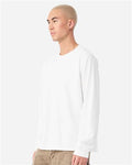 BELLA + CANVAS 4851GD Unisex Heavyweight Garment-Dyed Long Sleeve Tee - White - model side