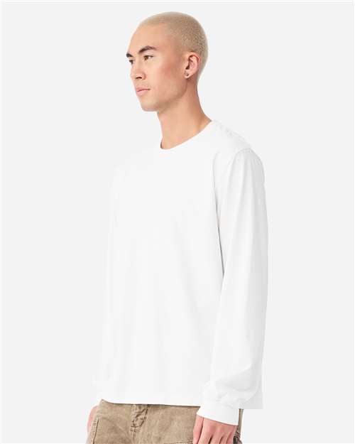 BELLA + CANVAS 4851GD Unisex Heavyweight Garment-Dyed Long Sleeve Tee - White - model side