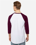 Tultex 245 Unisex Fine Jersey Raglan T-Shirt - White/ Maroon - model back