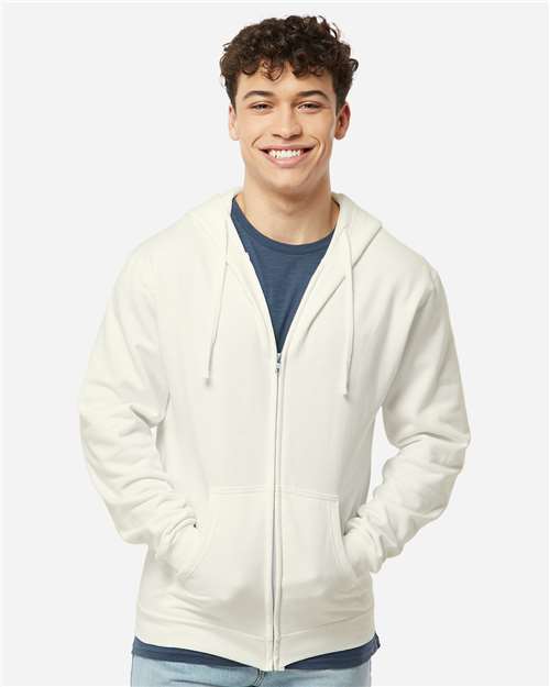 Tultex 331 Unisex Full-Zip Hooded Sweatshirt - Natural - model front
