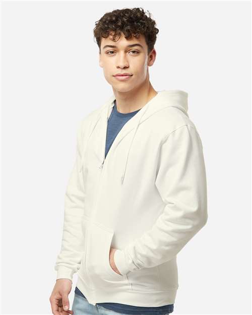 Tultex 331 Unisex Full-Zip Hooded Sweatshirt - Natural - model side