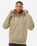 Tultex 331 Unisex Full-Zip Hooded Sweatshirt - Sand - model front