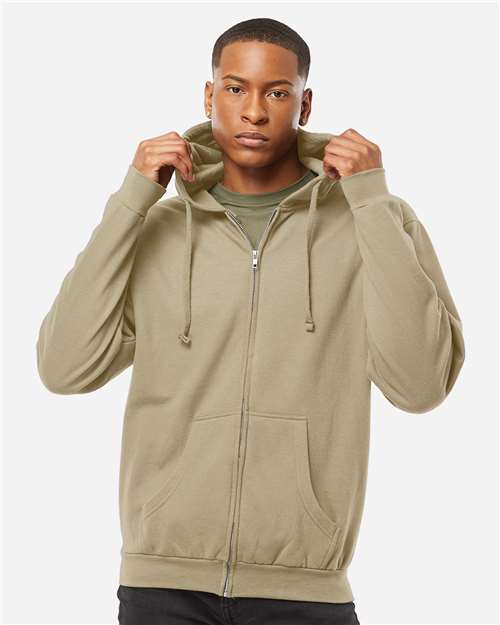 Tultex 331 Unisex Full-Zip Hooded Sweatshirt - Sand - model front