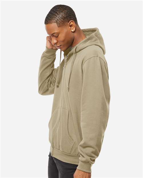 Tultex 331 Unisex Full-Zip Hooded Sweatshirt - Sand - model side