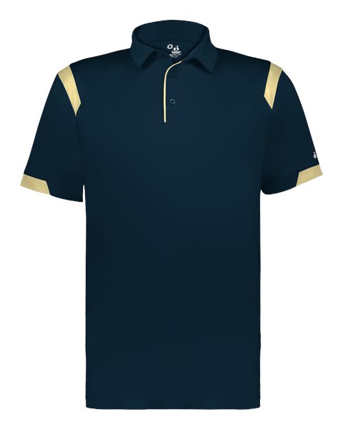 Badger 3350 Unisex On the Rise Polo - Navy/ Vegas Gold - front