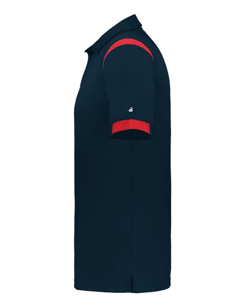 Badger 3350 Unisex On the Rise Polo - Navy/ Red - side