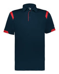 Badger 3350 Unisex On the Rise Polo - Navy/ Red - front