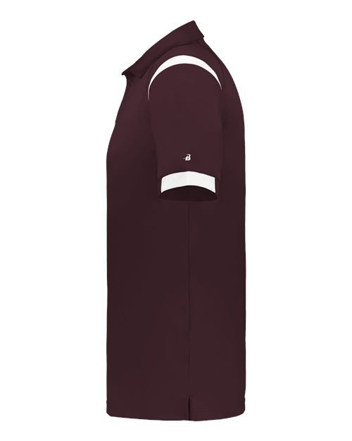 Badger 3350 Unisex On the Rise Polo - Maroon/ White - side