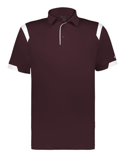 Badger 3350 Unisex On the Rise Polo - Maroon/ White - front