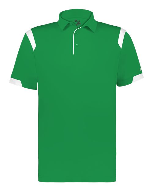 Badger 3350 Unisex On the Rise Polo - Kelly/ White - front