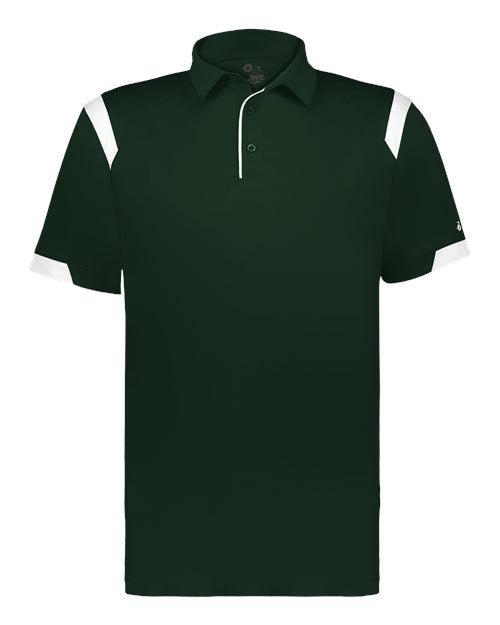 Badger 3350 Unisex On the Rise Polo - Forest/ White - front