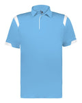 Badger 3350 Unisex On the Rise Polo - Columbia Blue/ White - front