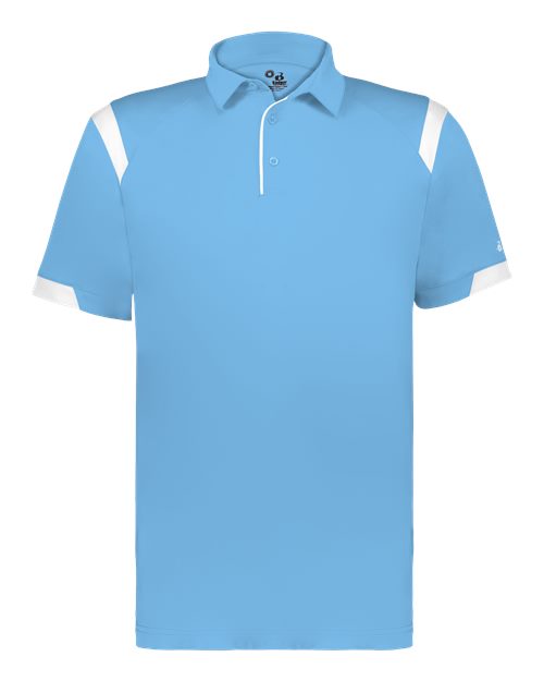 Badger 3350 Unisex On the Rise Polo - Columbia Blue/ White - front
