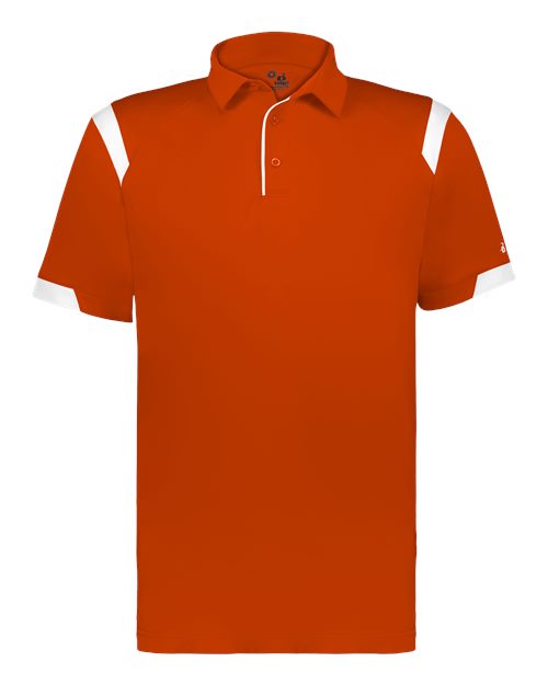 Badger 3350 Unisex On the Rise Polo - Burnt Orange/ White - front