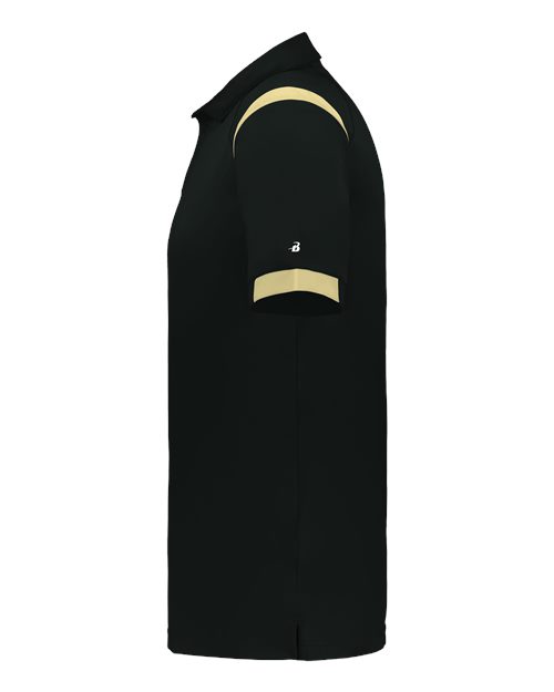 Badger 3350 Unisex On the Rise Polo - Black/ Vegas Gold - side