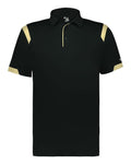 Badger 3350 Unisex On the Rise Polo - Black/ Vegas Gold - front