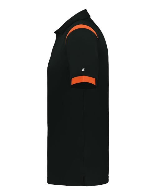 Badger 3350 Unisex On the Rise Polo - Black/ Burnt Orange - side
