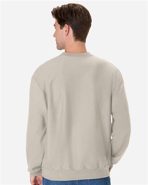 Hanes OG600 Unisex Beefy Sweats Premium Heavyweight Crewneck Sweatshirt - Sand - model back