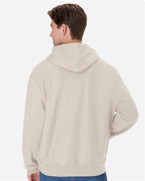 Hanes OG700 Unisex Beefy Sweats Premium Heavyweight Hooded Sweatshirt - Sand - model back
