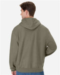 Hanes OG700 Unisex Beefy Sweats Premium Heavyweight Hooded Sweatshirt - Fatigue Green - model back