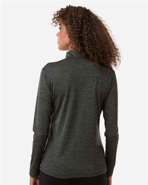 AllPro 4HM70L Women's Pro-Lock Performance Mélange Quarter-Zip Pullover - Black Melange - model back