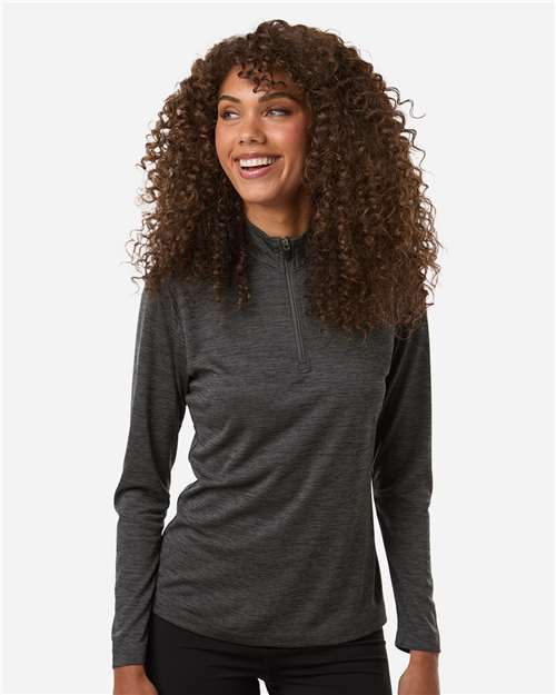 AllPro 4HM70L Women's Pro-Lock Performance Mélange Quarter-Zip Pullover - Black Melange - model front