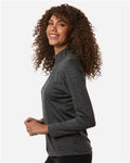 AllPro 4HM70L Women's Pro-Lock Performance Mélange Quarter-Zip Pullover - Black Melange - model side