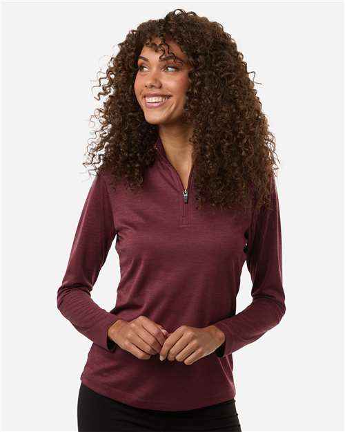 AllPro 4HM70L Women's Pro-Lock Performance Mélange Quarter-Zip Pullover - Maroon Melange - model front
