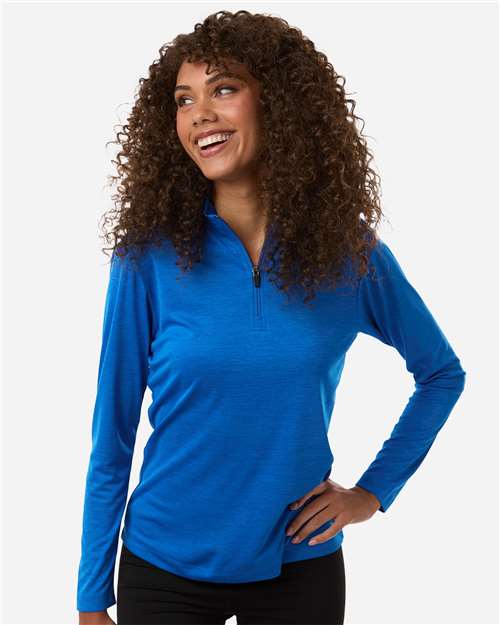 AllPro 4HM70L Women's Pro-Lock Performance Mélange Quarter-Zip Pullover - Royal Melange - model front