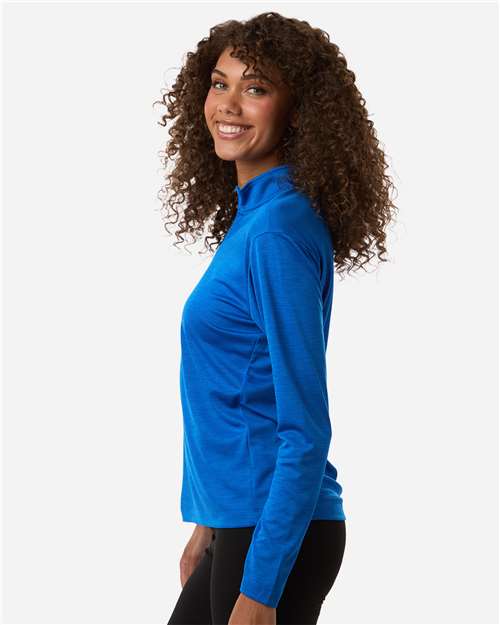 AllPro 4HM70L Women's Pro-Lock Performance Mélange Quarter-Zip Pullover - Royal Melange - model side