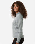 AllPro 4HM70L Women's Pro-Lock Performance Mélange Quarter-Zip Pullover - Silver Melange - model side