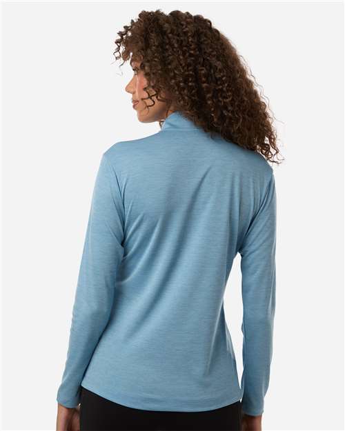 AllPro 4HM70L Women's Pro-Lock Performance Mélange Quarter-Zip Pullover - Cloud Blue Melange - model back
