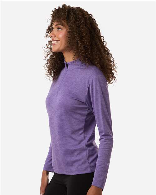 AllPro 4HM70L Women's Pro-Lock Performance Mélange Quarter-Zip Pullover - Violet Melange - model side