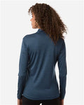AllPro 4HM70L Women's Pro-Lock Performance Mélange Quarter-Zip Pullover - Navy Melange - model back