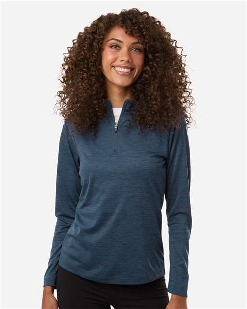 AllPro 4HM70L Women's Pro-Lock Performance Mélange Quarter-Zip Pullover - Navy Melange - model front