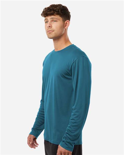 AllPro 48400 Unisex Pro-Lock Performance Long Sleeve T-Shirt - Pacific Blue - model side
