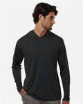 AllPro 48510 Unisex Pro-Lock Performance Hooded Long Sleeve T-Shirt - Black - model front