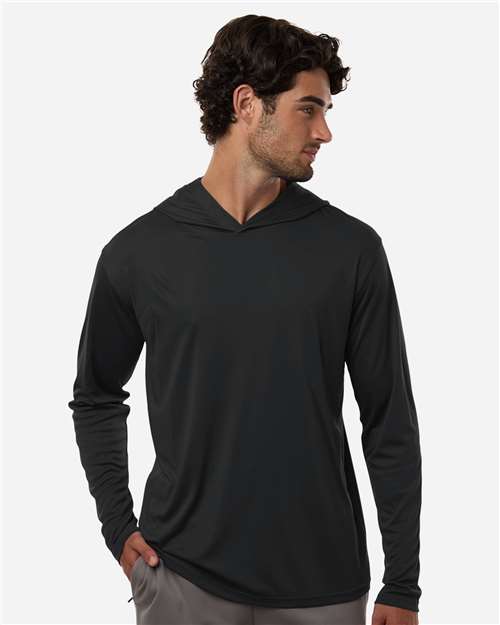 AllPro 48510 Unisex Pro-Lock Performance Hooded Long Sleeve T-Shirt - Black - model front